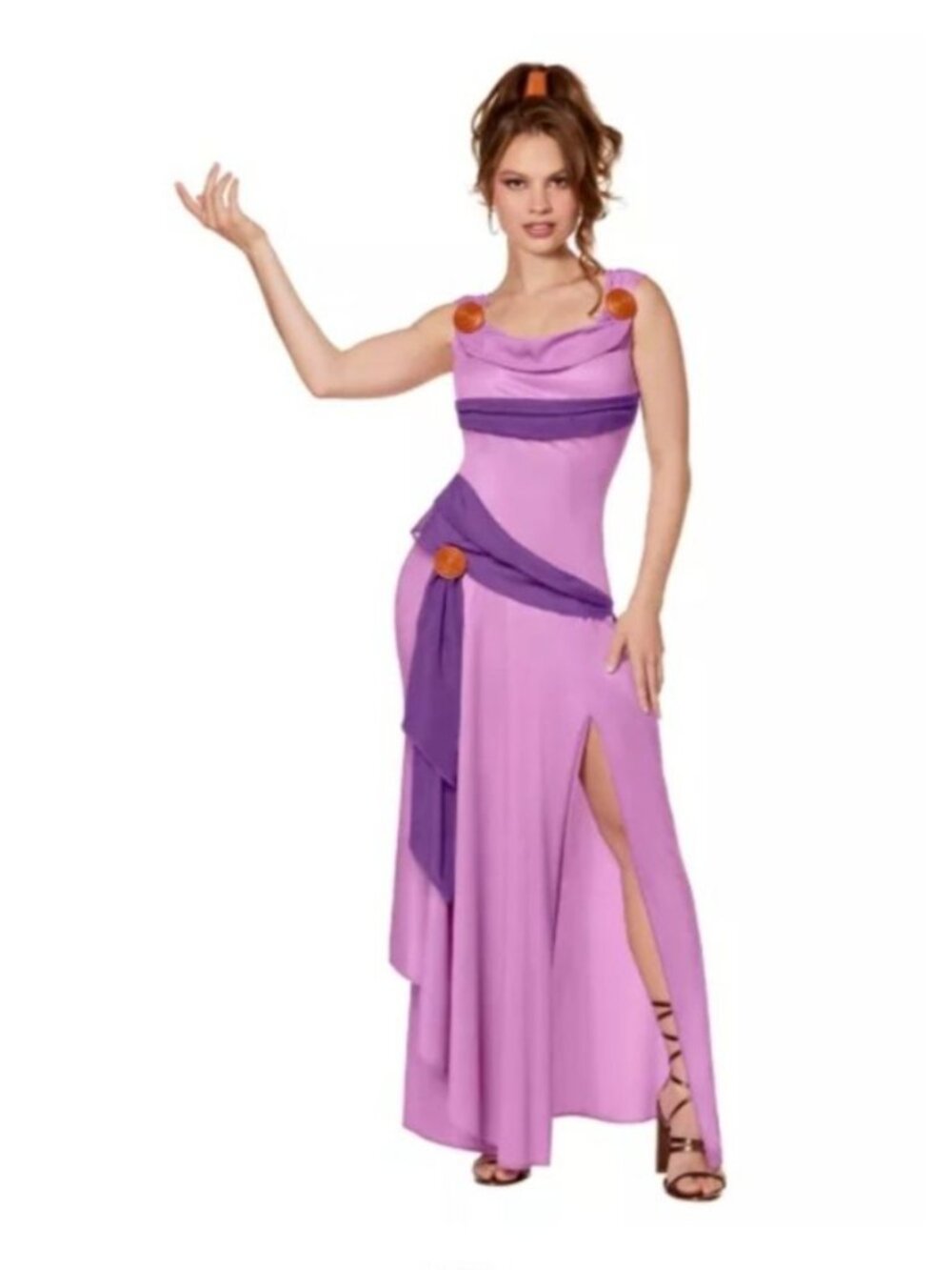 Womens Disney Megara Hercules M Halloween Costume Purple Dress Hair Cuff NEW